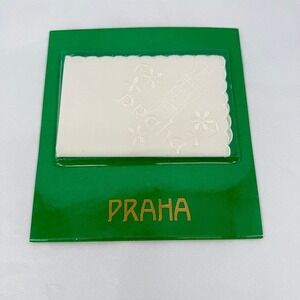 Praha Prague Handkerchief White Embroidered Souvenir Scalloped Edge VTG Sealed